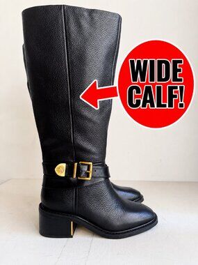 Vince Camuto  Gini Knee High Boots Black Leather 7 Wide Calf